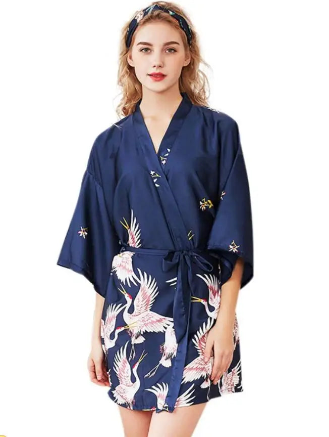Peignoir court satin imitation soie Femme