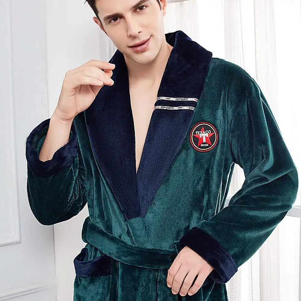 Peignoir automne hiver homme flanelle polyester