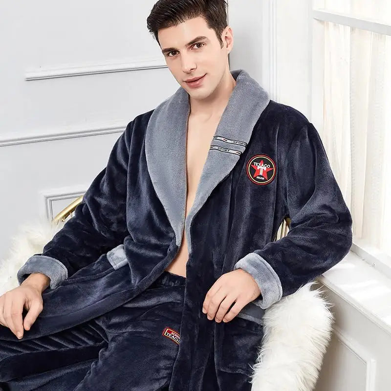 Peignoir automne hiver homme flanelle polyester