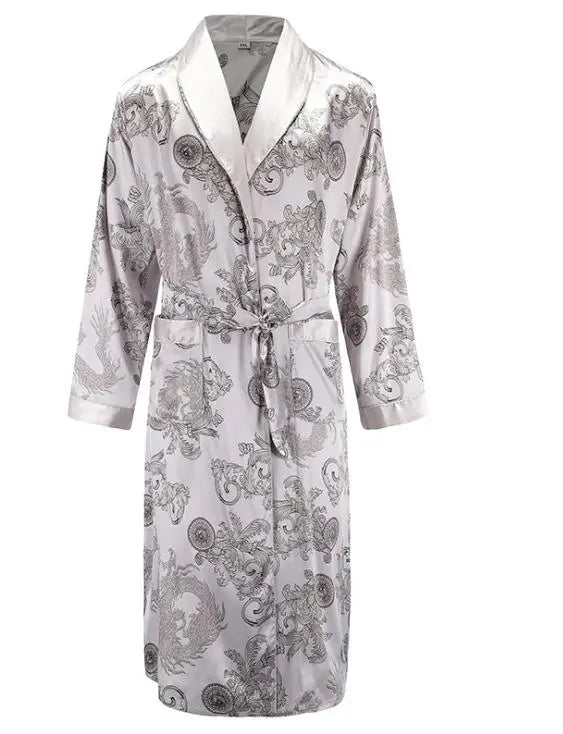 Peignoir Satin Dragon Homme Polyester/Rayon