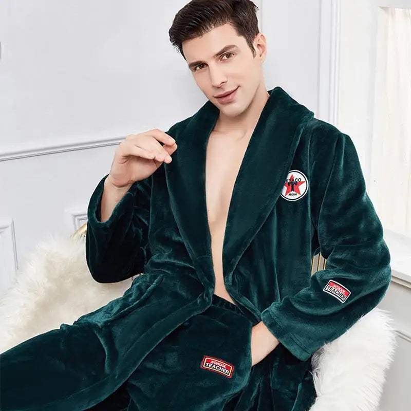Peignoir automne hiver homme flanelle polyester