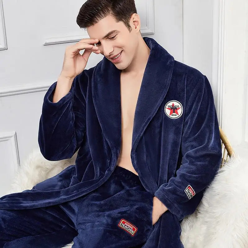 Peignoir automne hiver homme flanelle polyester