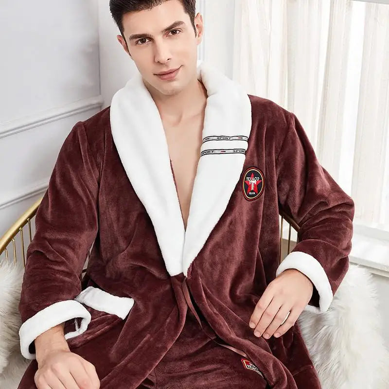 Peignoir automne hiver homme flanelle polyester