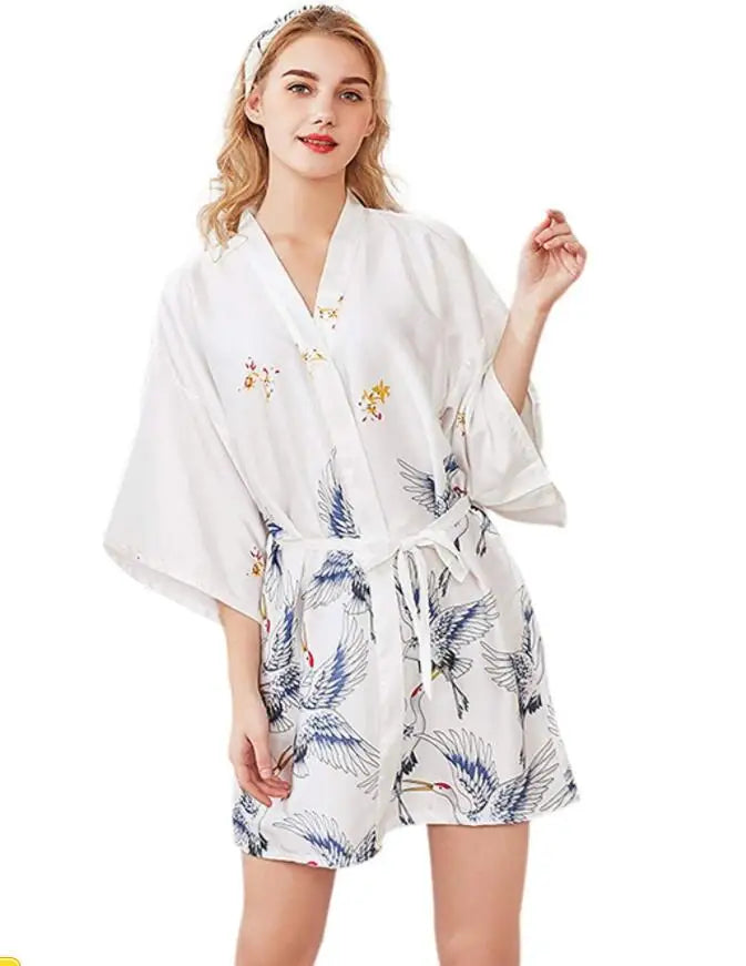Peignoir court satin imitation soie Femme