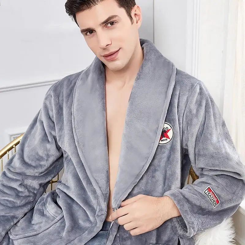 Peignoir automne hiver homme flanelle polyester