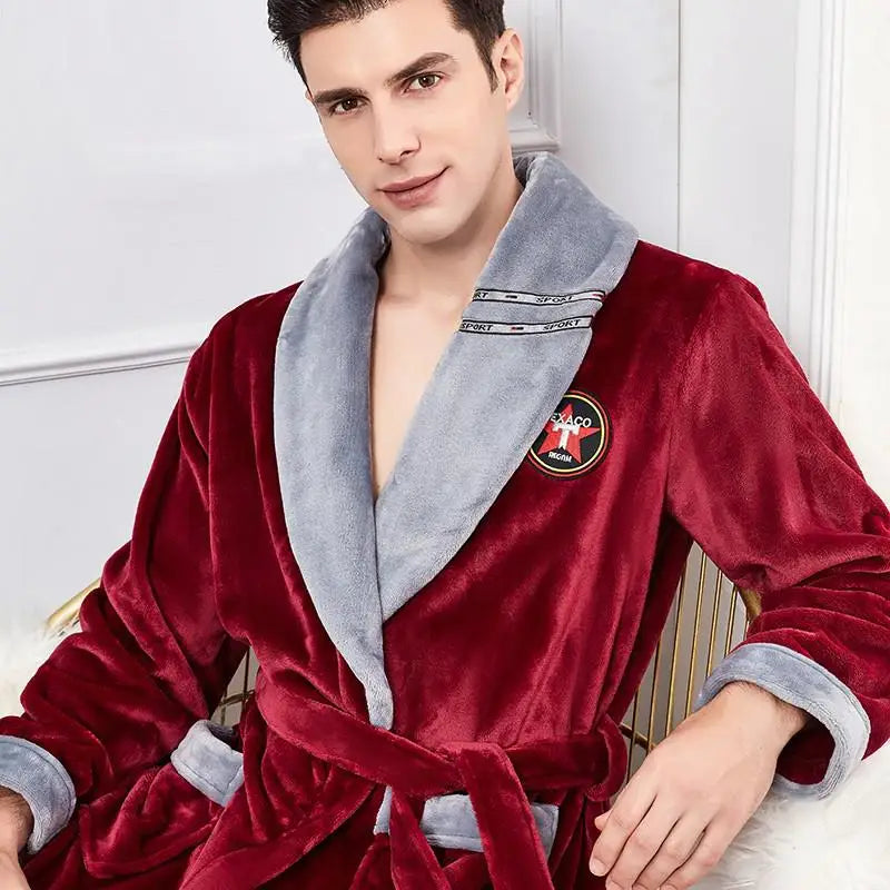 Peignoir automne hiver homme flanelle polyester