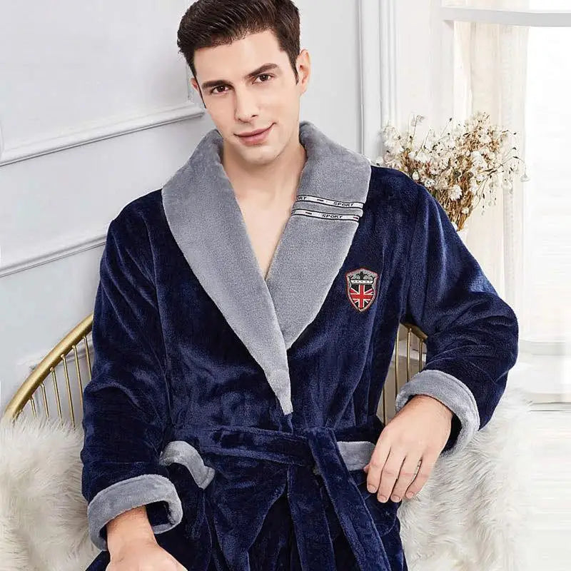 Peignoir automne hiver homme flanelle polyester