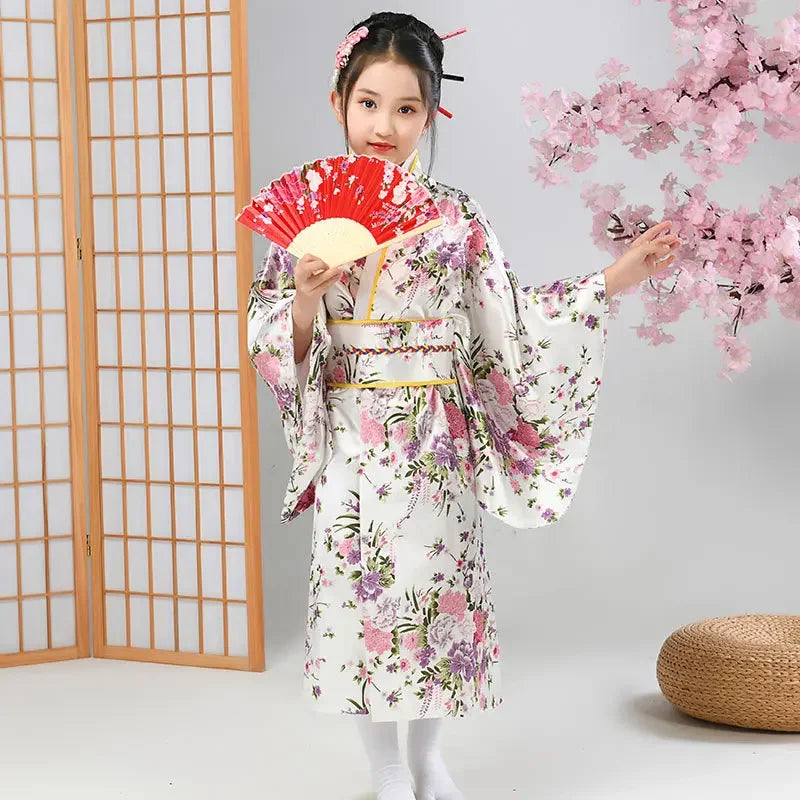 Kimono Japonais Satin Polyester petite Fille