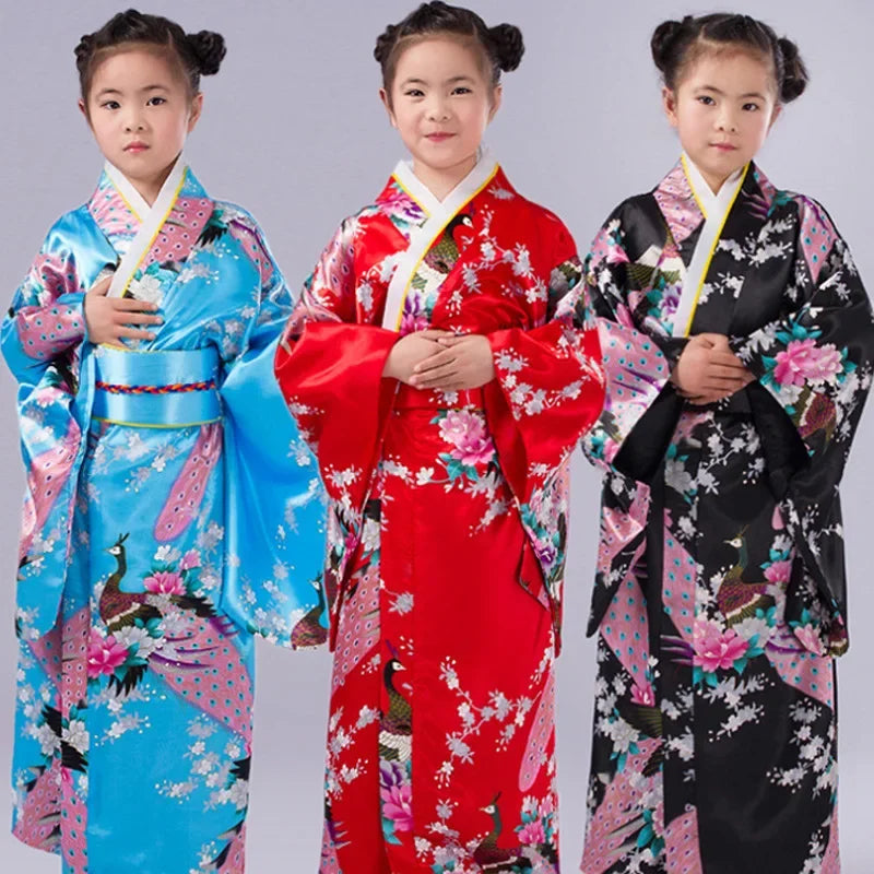 Kimono Japonais Satin Polyester petite Fille