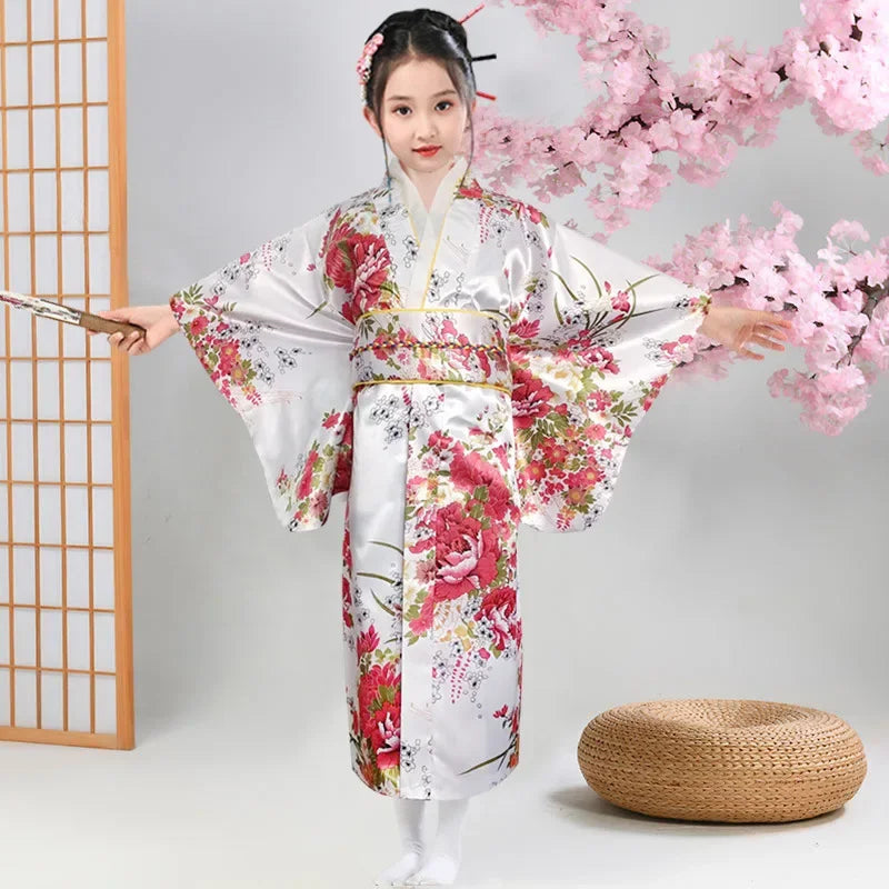 Kimono Japonais Satin Polyester petite Fille