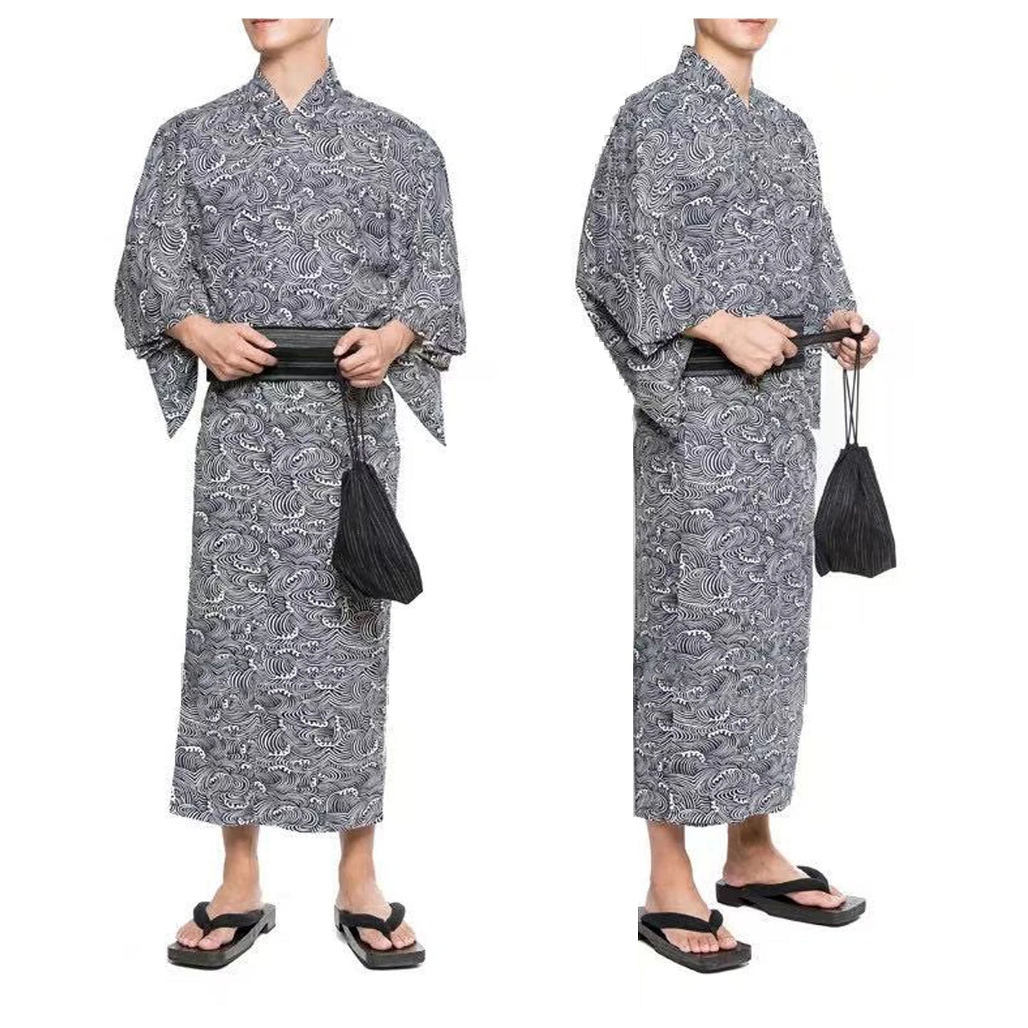 Kimono Japonais coton sans ceinture Homme
