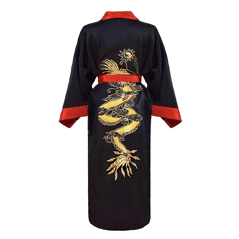 Kimono chinois dragon Satin Rayon/Soie Unisexe