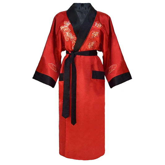 Kimono chinois dragon Satin Rayon/Soie Unisexe