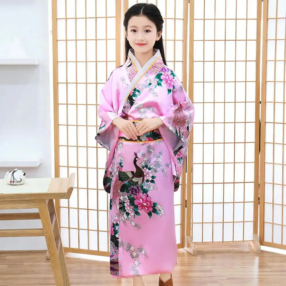 Kimono traditionnel Japonais Satin Petite Fille