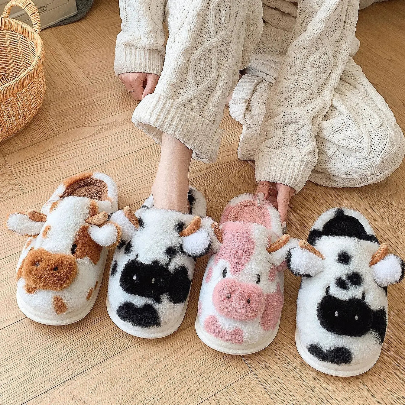 Pantoufle Coton Vache et Chat collection