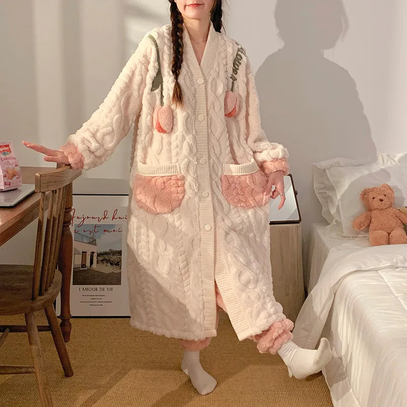 Peignoir Avec Pantalon Flanelle Femme