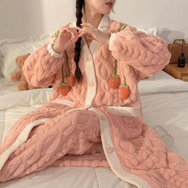 Peignoir Avec Pantalon Flanelle Femme