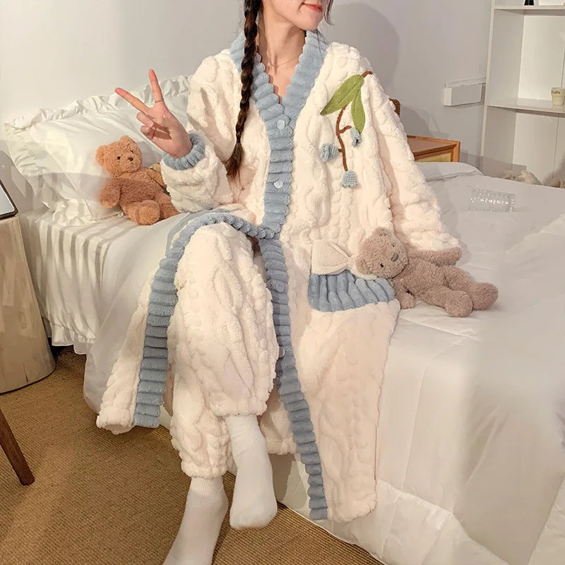 Peignoir Avec Pantalon Flanelle Femme