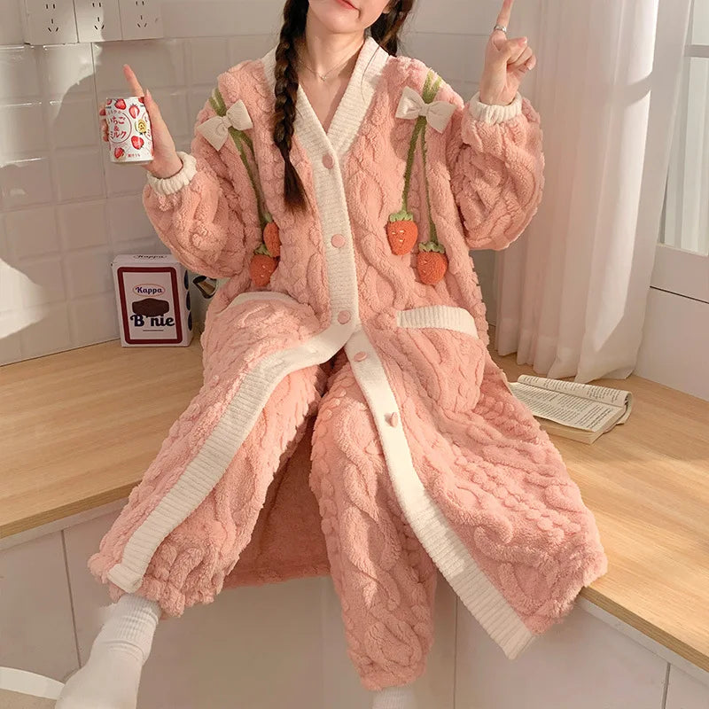 Peignoir Avec Pantalon Flanelle Femme