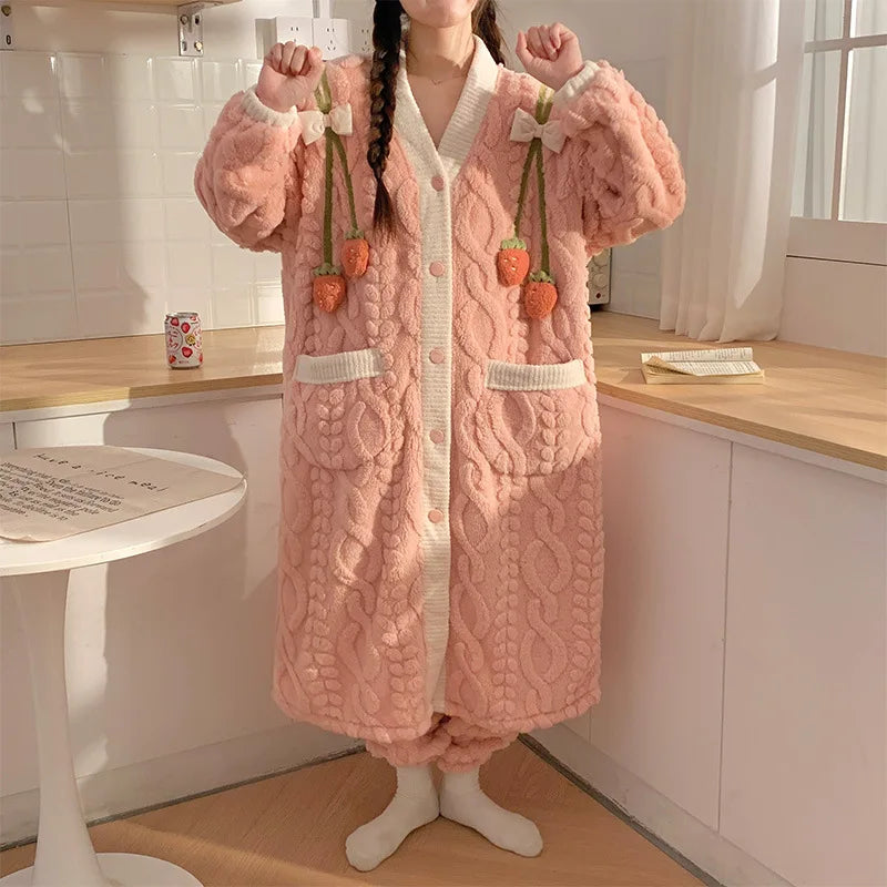 Peignoir Avec Pantalon Flanelle Femme