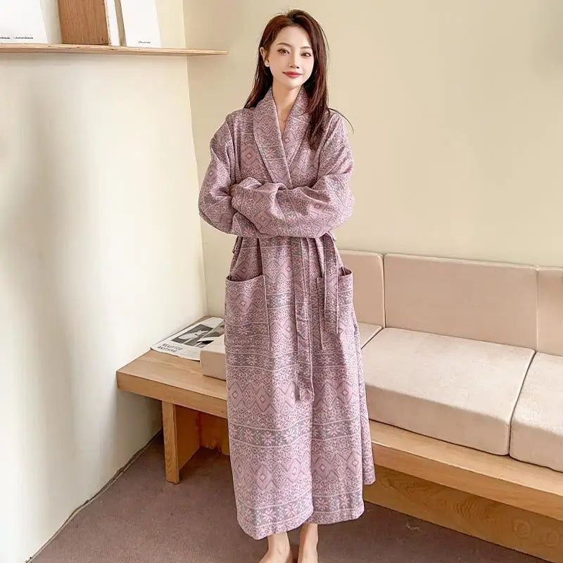Peignoir Coton double couche Femme Nouveauté 2025