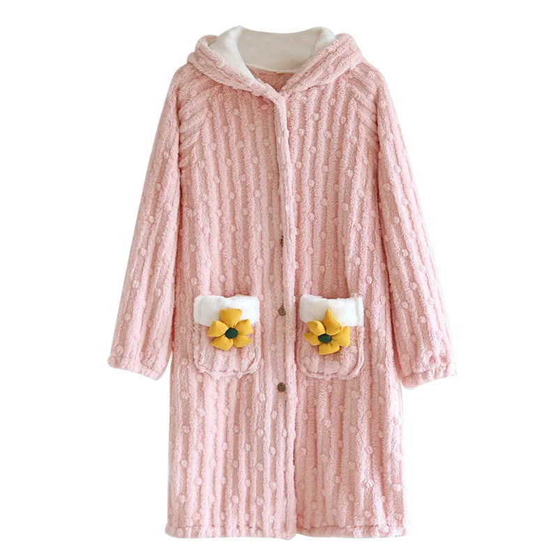 Peignoir Flanelle/Polaire corail Femme