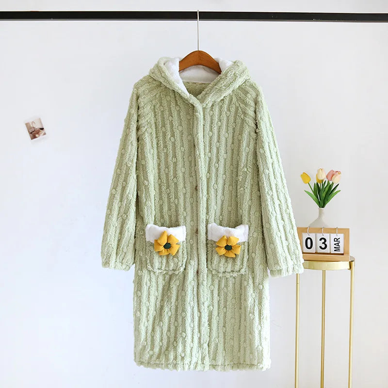 Peignoir Flanelle/Polaire corail Femme