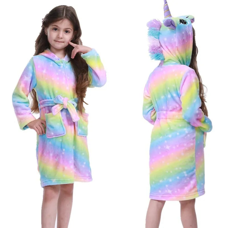 Peignoir Licorne Enfant en Flanelle Polaire
