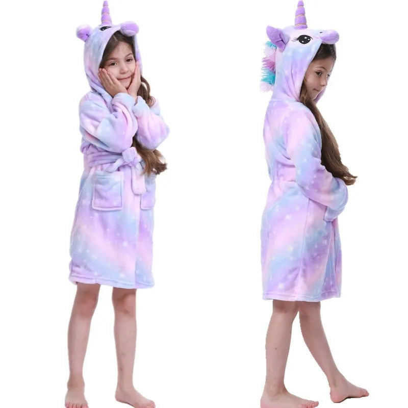 Peignoir Licorne Enfant en Flanelle Polaire