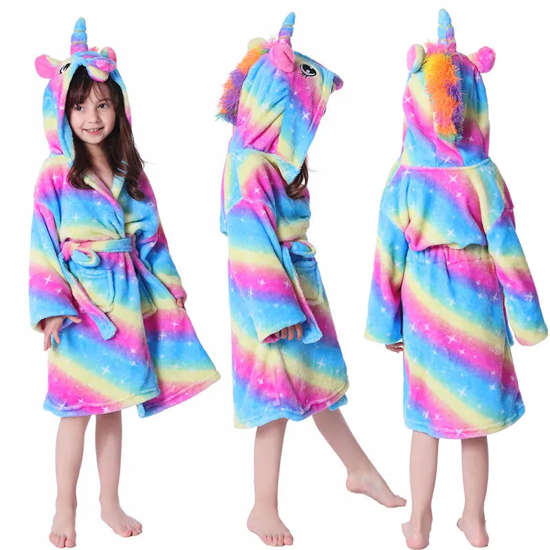 Peignoir Licorne Enfant en Flanelle Polaire