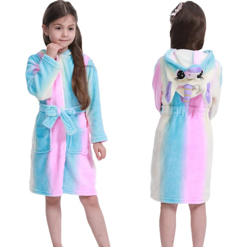 Peignoir Licorne Enfant en Flanelle Polaire