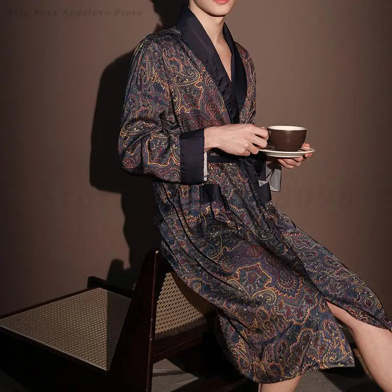 Peignoir Printemps/Été Imprimé Satin Polyester/Élasthanne Homme