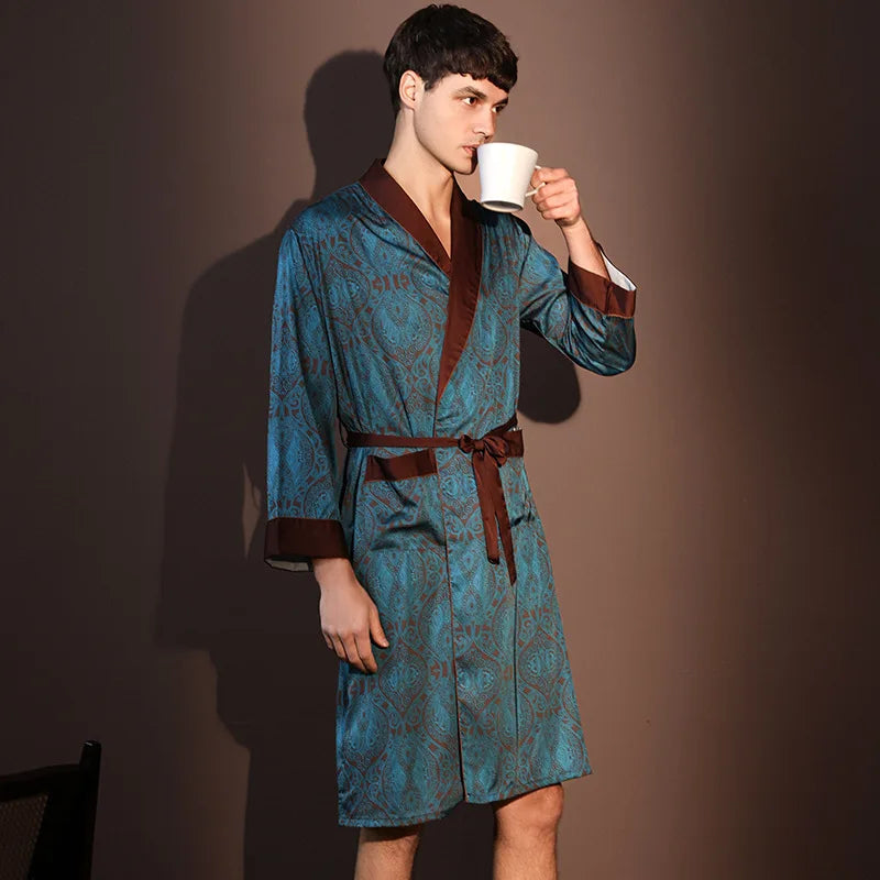 Peignoir Printemps/Été Imprimé Satin Polyester/Élasthanne Homme