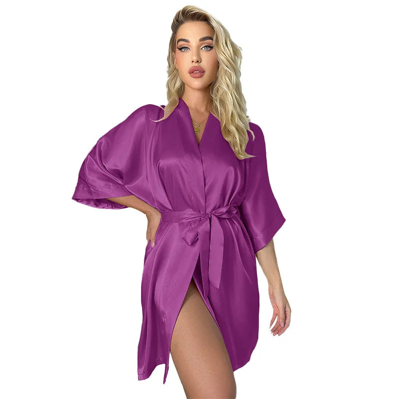 Peignoir Robe Sexy Satin Polyester Femme