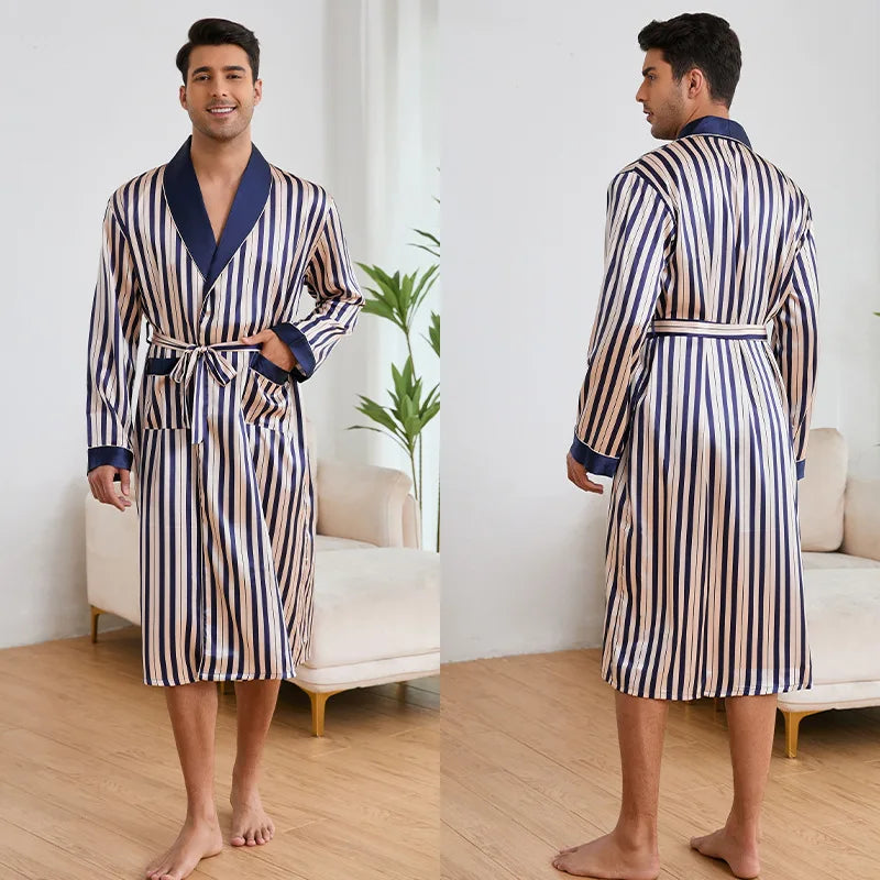 Peignoir Satin Été Polyester/Élasthanne Homme