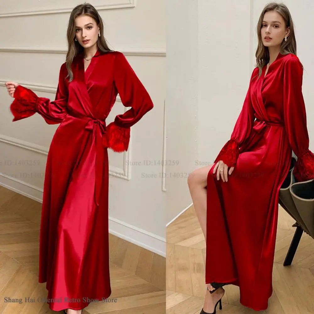 Peignoir Satin Soie Glacée Dos Dénudé Femme