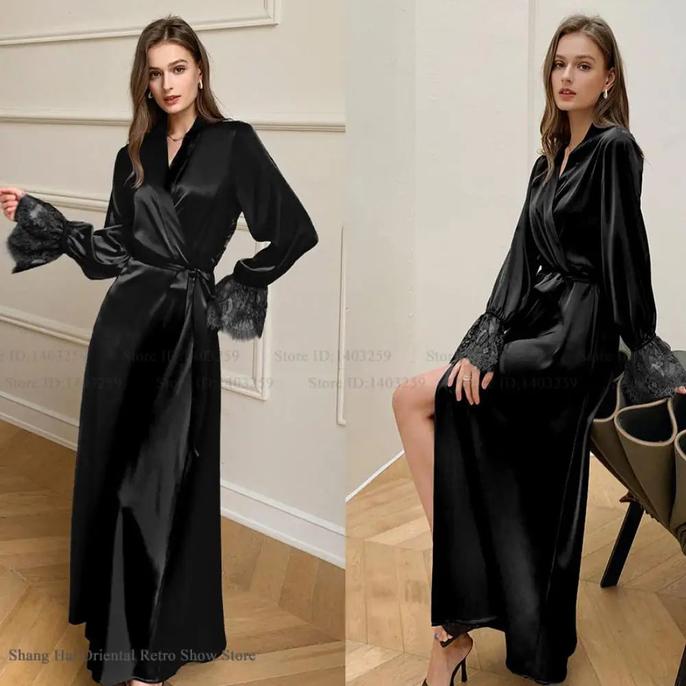 Peignoir Satin Soie Glacée Dos Dénudé Femme