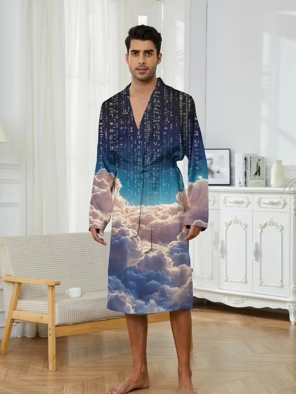 Peignoir ciel imprimé Polyester Homme