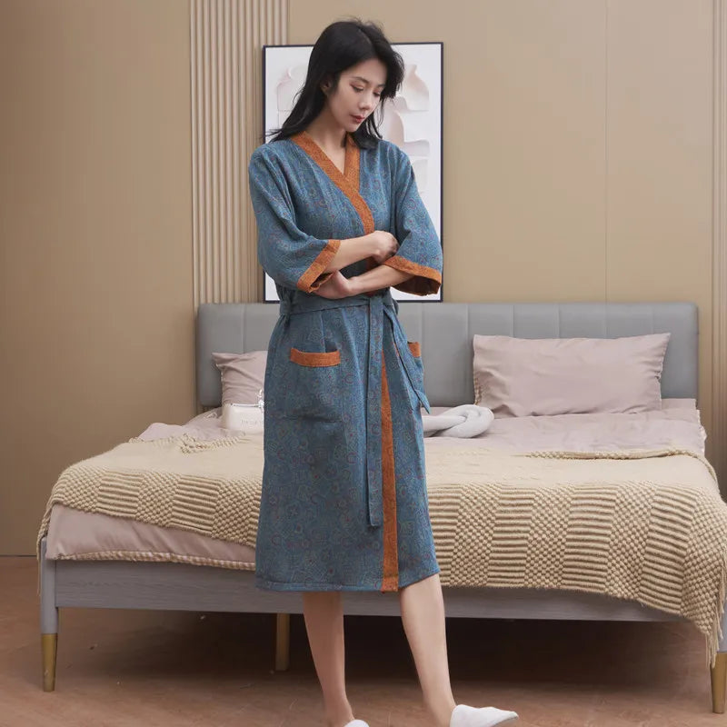 Peignoir coton imprimé Femme