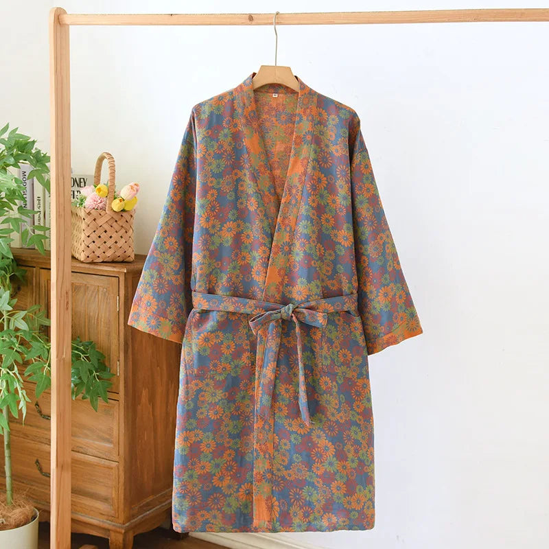 Peignoir coton tissage Jacquard Printemps unisexe