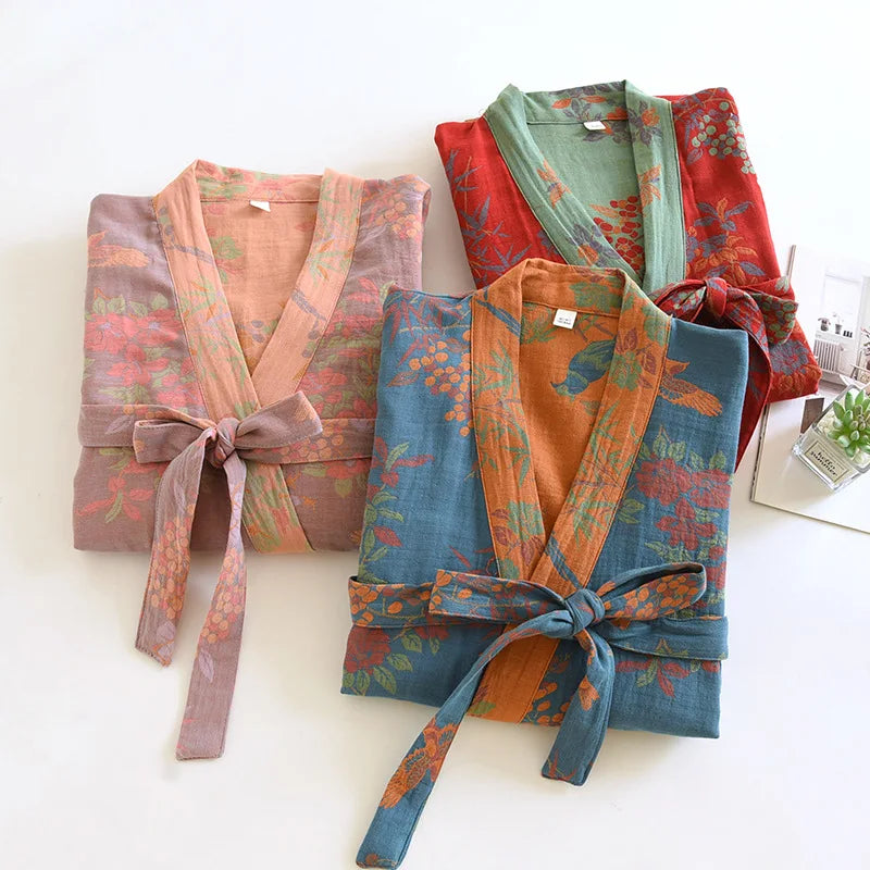 Peignoir coton tissage Jacquard Printemps unisexe