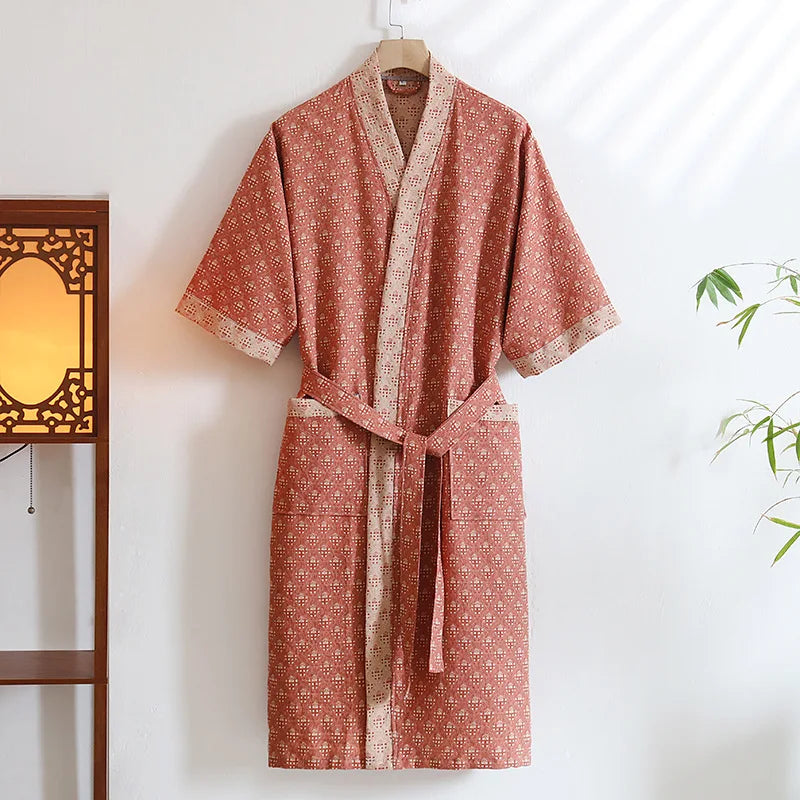 Peignoir coton tissage Jacquard automne unisexe