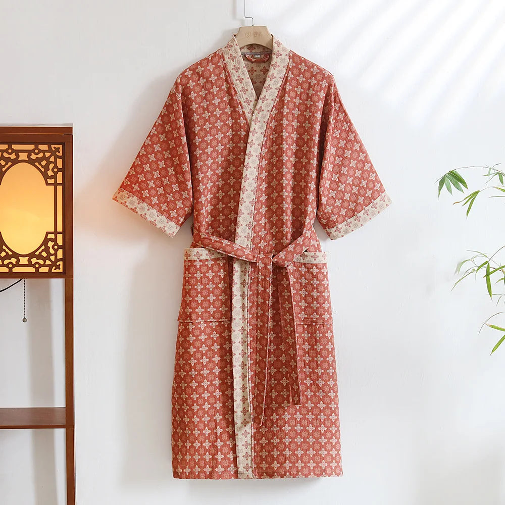 Peignoir coton tissage Jacquard automne unisexe