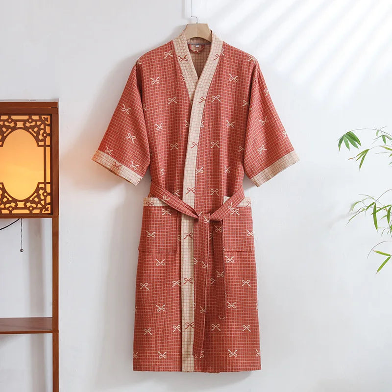 Peignoir coton tissage Jacquard automne unisexe