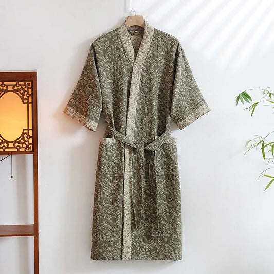 Peignoir coton tissage Jacquard automne unisexe