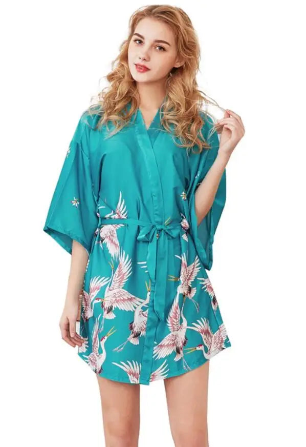 Peignoir court satin imitation soie Femme