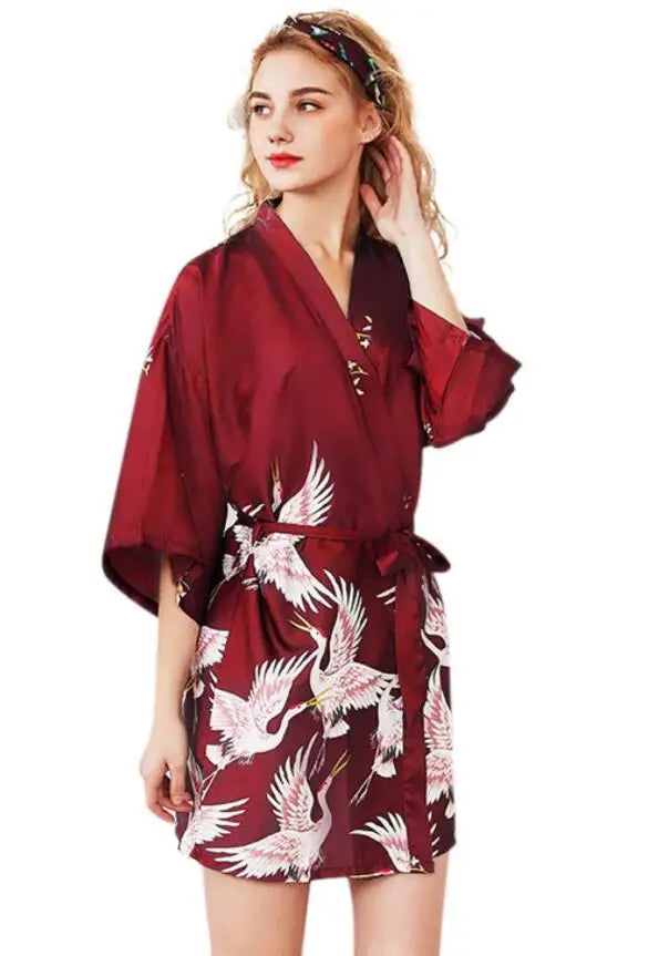 Peignoir court satin imitation soie Femme