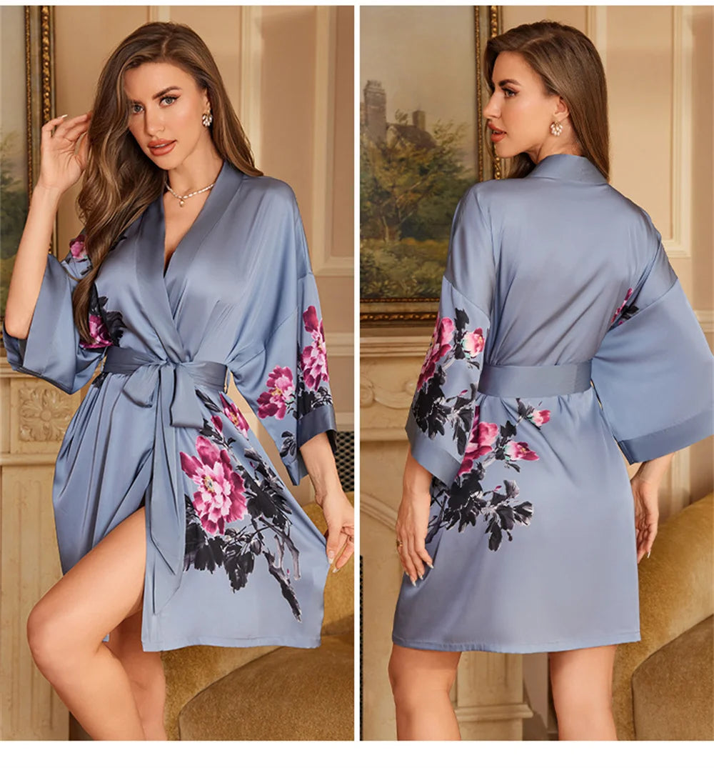 Peignoir court sexy Satin Femme