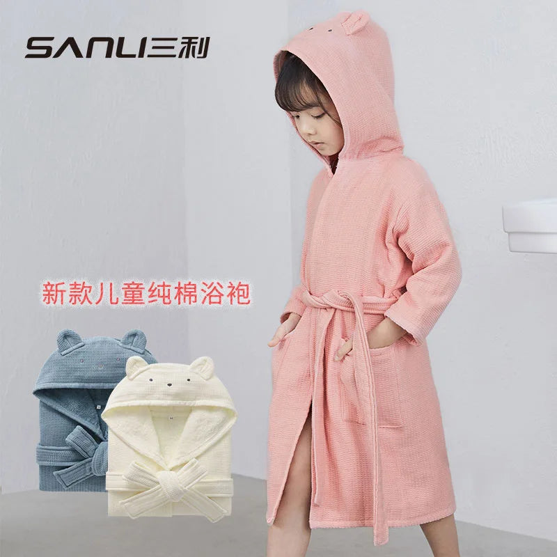 Peignoir de Bain Coton Capuche Souris Enfant
