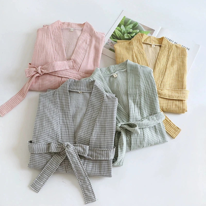 Peignoir de Bain Coton damier Unisexe